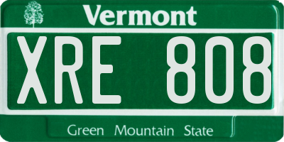 VT license plate XRE808