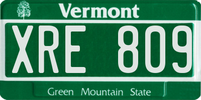 VT license plate XRE809