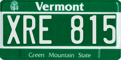 VT license plate XRE815