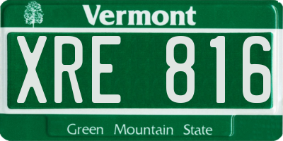 VT license plate XRE816