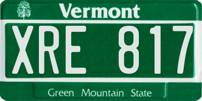VT license plate XRE817