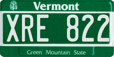 VT license plate XRE822
