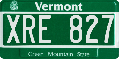 VT license plate XRE827