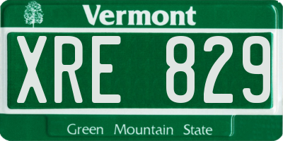 VT license plate XRE829