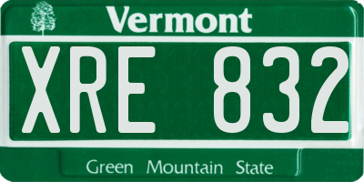 VT license plate XRE832