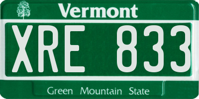 VT license plate XRE833