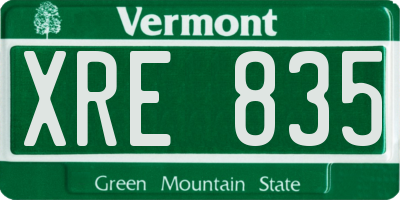 VT license plate XRE835