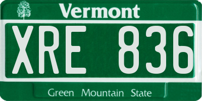 VT license plate XRE836