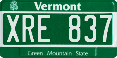 VT license plate XRE837