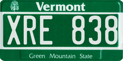 VT license plate XRE838