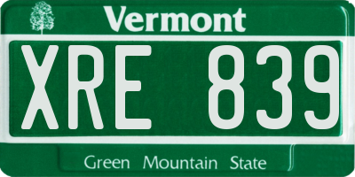 VT license plate XRE839