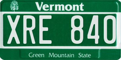 VT license plate XRE840