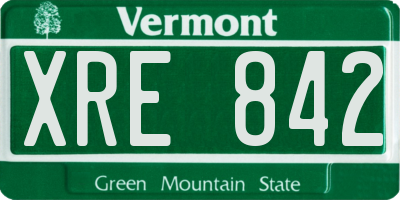 VT license plate XRE842