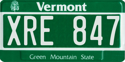 VT license plate XRE847