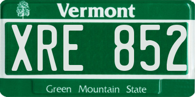 VT license plate XRE852