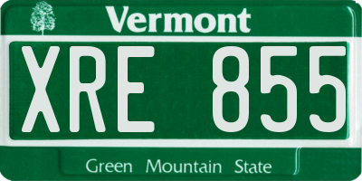 VT license plate XRE855