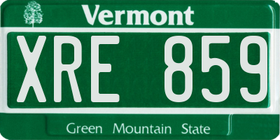 VT license plate XRE859