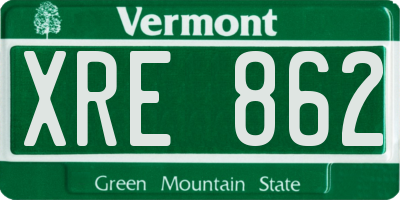 VT license plate XRE862