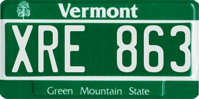 VT license plate XRE863