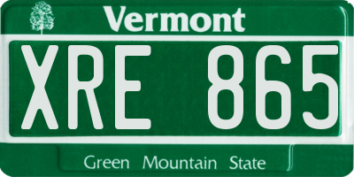 VT license plate XRE865