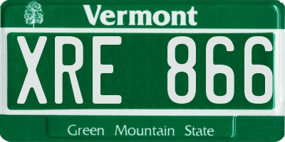 VT license plate XRE866