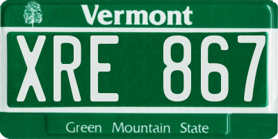 VT license plate XRE867