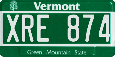 VT license plate XRE874