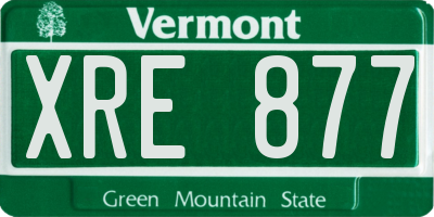 VT license plate XRE877
