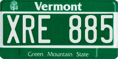 VT license plate XRE885