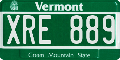 VT license plate XRE889