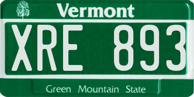 VT license plate XRE893