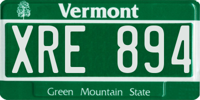 VT license plate XRE894