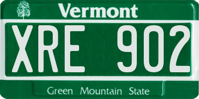 VT license plate XRE902