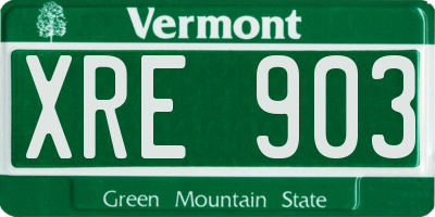 VT license plate XRE903