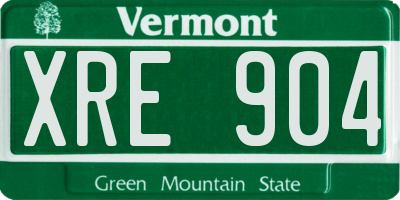VT license plate XRE904
