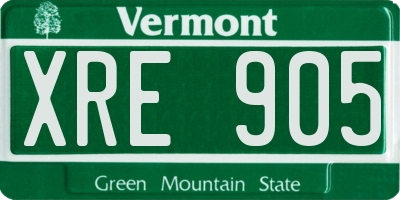 VT license plate XRE905