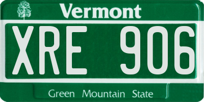 VT license plate XRE906
