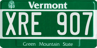 VT license plate XRE907