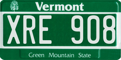 VT license plate XRE908