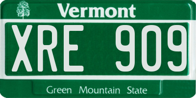 VT license plate XRE909