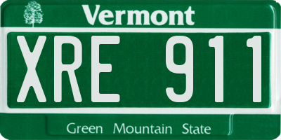 VT license plate XRE911