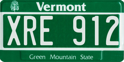 VT license plate XRE912