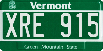 VT license plate XRE915