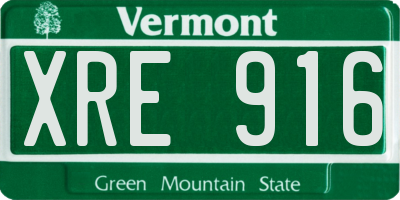 VT license plate XRE916