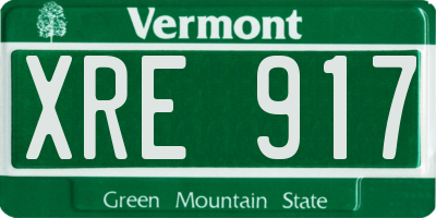 VT license plate XRE917