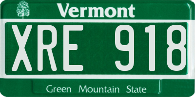 VT license plate XRE918