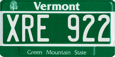 VT license plate XRE922