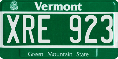 VT license plate XRE923