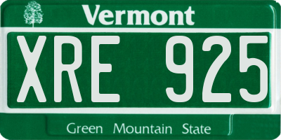 VT license plate XRE925