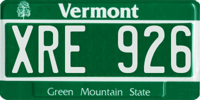 VT license plate XRE926